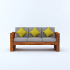 Rjart Lurid Sheesham 3 Seater Sofa With Side Pockets - 3 Years Warranty