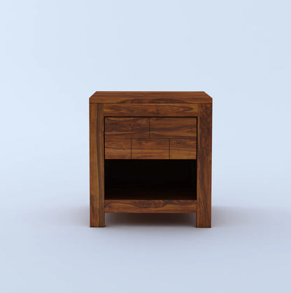 Vezzo Sheesham Bedside With One Drawer Storage - 3 Years Warranty
