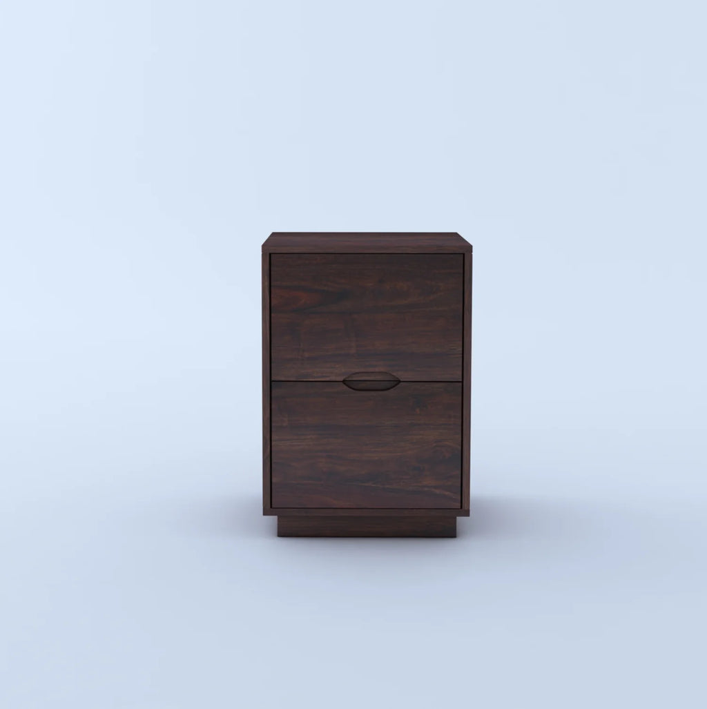 Savino Solid Sheesham Wood Bedside With Two Drawer Storage - 3 Years Warranty