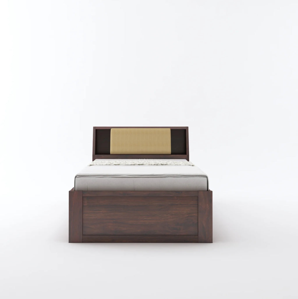 Imperial Solid Sheesham Wood Single Bed With Headboard and Box Storage - 3 Years Warranty