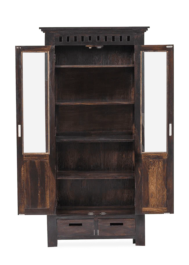 Rjart Solid Wood Kuber Bookcase With Glass Doors