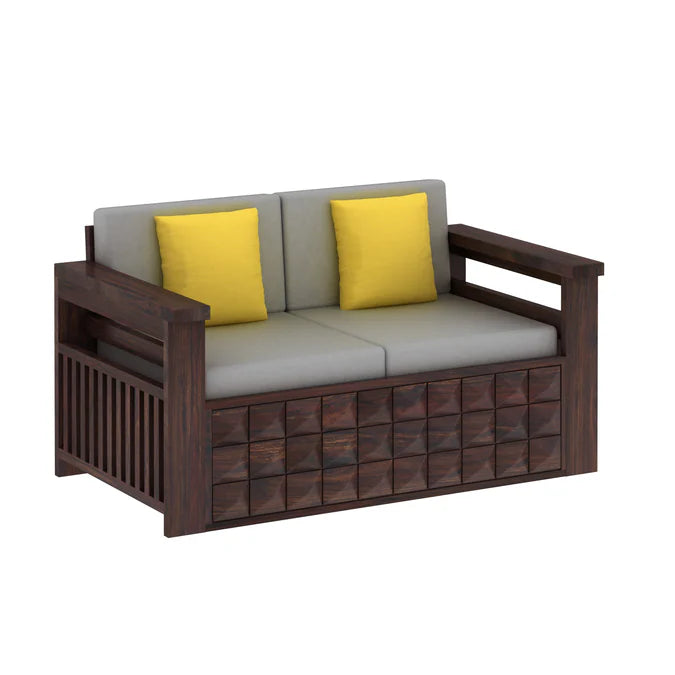 Rjart Oslo Sheesham 2 Seater Sofa With Side Pockets - 3 Years Warranty