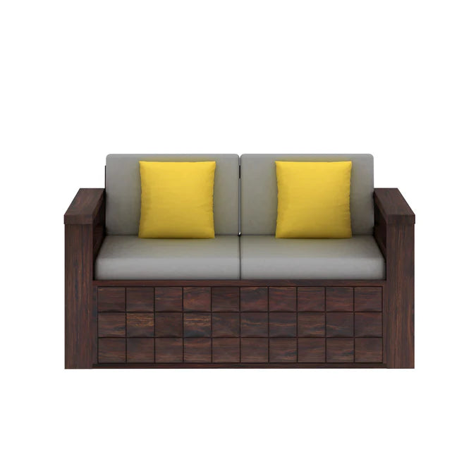 Rjart Oslo Sheesham 2 Seater Sofa With Side Pockets - 3 Years Warranty
