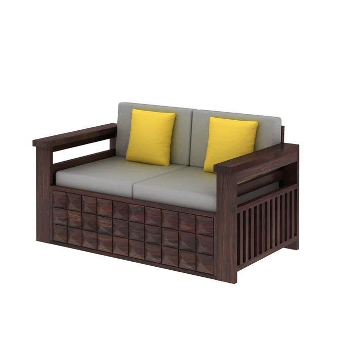 Rjart Oslo Sheesham 2 Seater Sofa With Side Pockets - 3 Years Warranty