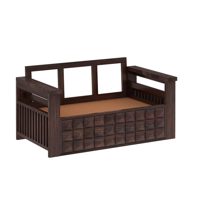 Rjart Oslo Sheesham 2 Seater Sofa With Side Pockets - 3 Years Warranty