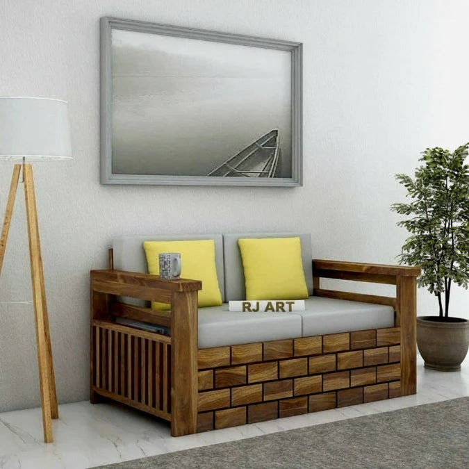 Rjart Italian Sheesham Two Seater Sofa - 3 Years Warranty