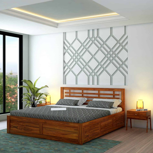 {"alt" => "Lyon Solid Sheesham Wood Bed With Box Storage - 3 Years Warranty"}