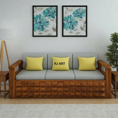 Rjart Sheesham 3 Seater Sofa With Side Pockets - 3 Years Warranty