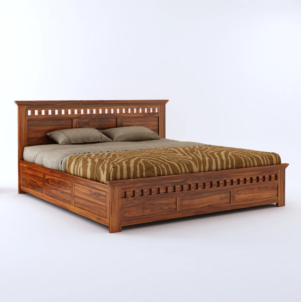 Savora Solid Sheesham Wood Bed With Box Storage - 3 Years Warranty