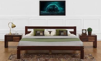 Wooden King Size Bed Without Storage | Wooden Double Bed Cot Bed for Bedroom Furniture | Palang Double Bed for Hotels | Solid Sheesham Wood