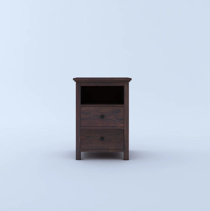 Twyft Sheesham Bedside Table With Two Drawer Storage -3 Years Warranty