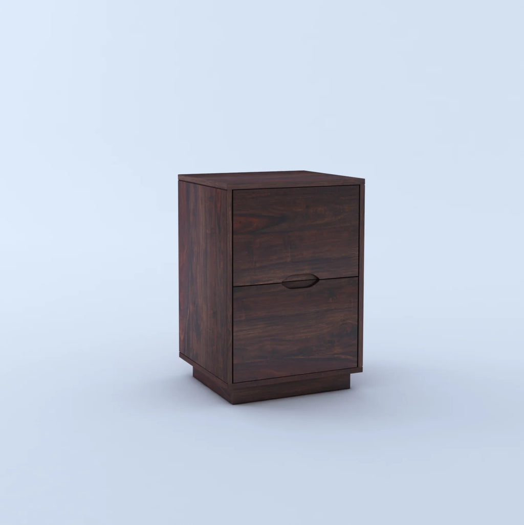 Savino Solid Sheesham Wood Bedside With Two Drawer Storage - 3 Years Warranty
