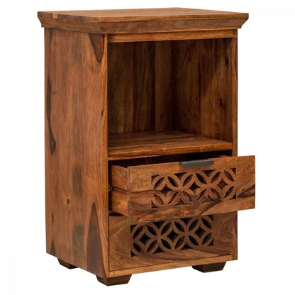 Verlina Sheesham Bedside Table With Storage - 3 Years Warranty