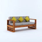 Rjart Lurid Sheesham 3 Seater Sofa With Side Pockets - 3 Years Warranty