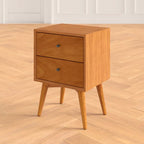 Celia Solid Sheesham Wood Bedside Table With Two Drawer Storage - 3 Years Warranty