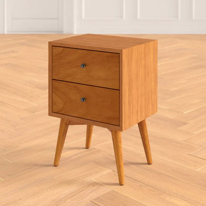 Celia Sheesham Bedside Table With Two Drawer Storage - 3 Years Warranty