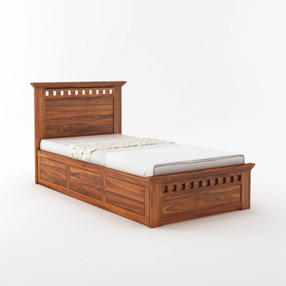 Savora Sheesham Single Size Bed With Box Storage - 3 Years Warranty