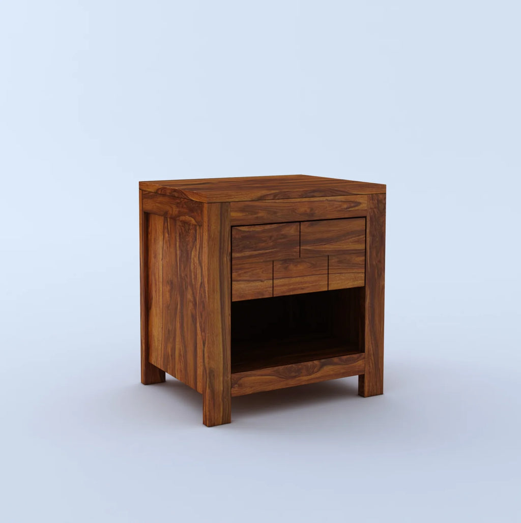 Vezzo Solid Sheesham Wood Bedside With One Drawer Storage - 3 Years Warranty