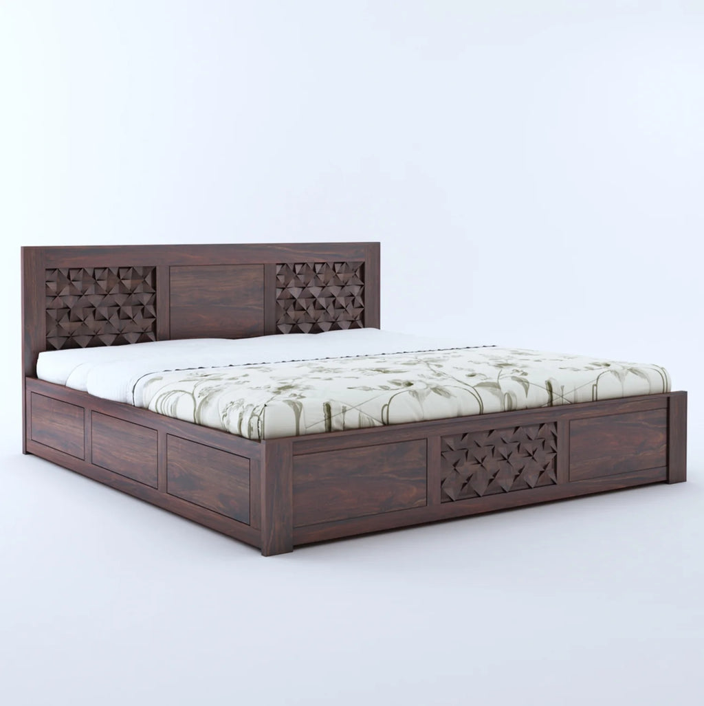 Tavon Solid Sheesham Wood Full Box Storage Bed - 3 Years Warranty