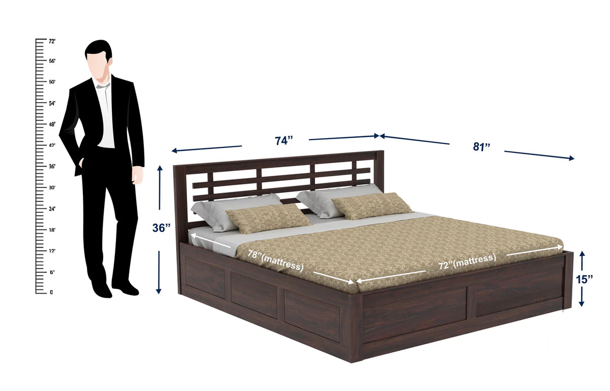 Lyon Sheesham Bed With Box Storage - 3 Years Warranty