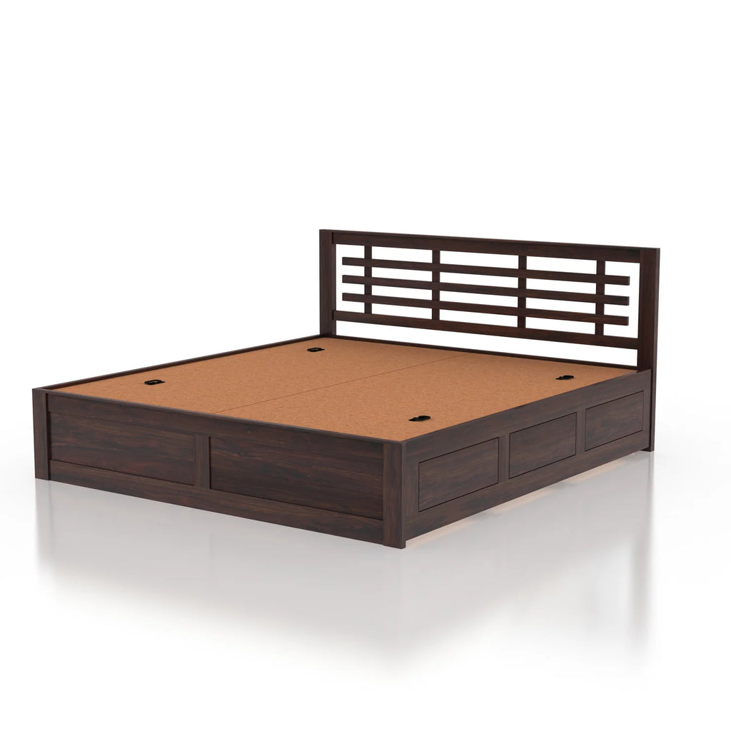 Lyon Solid Sheesham Wood Bed With Box Storage - 3 Years Warranty