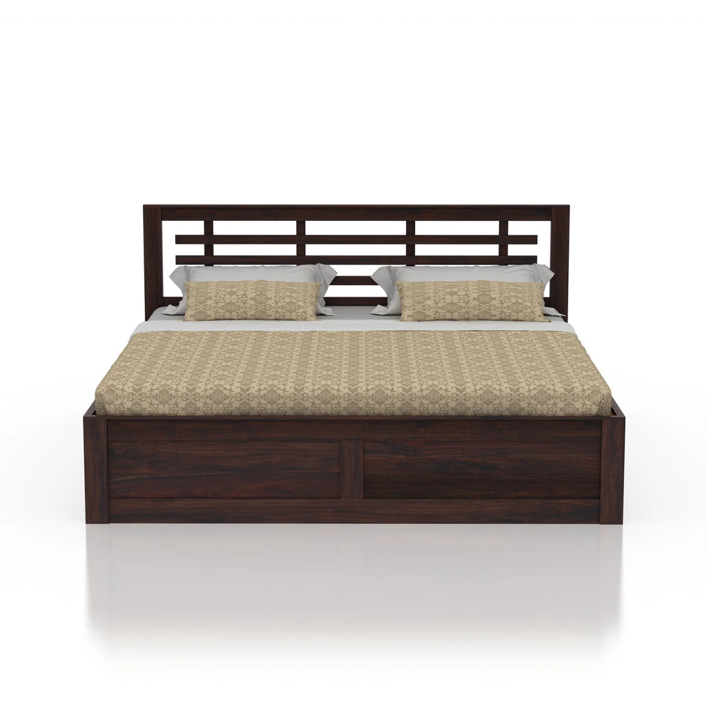 Lyon Solid Sheesham Wood Bed With Box Storage - 3 Years Warranty
