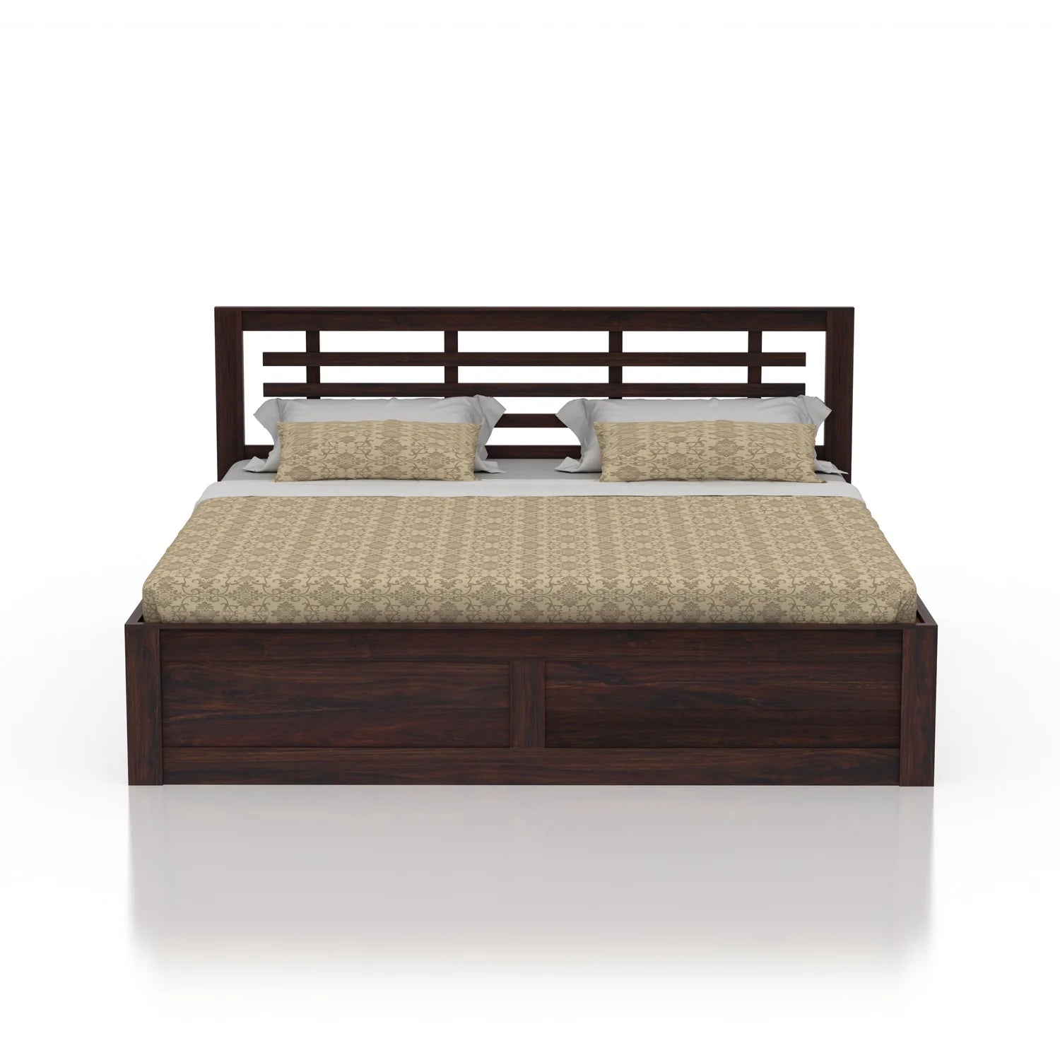 Lyon Solid Sheesham Wood Bed With Box Storage - 3 Years Warranty