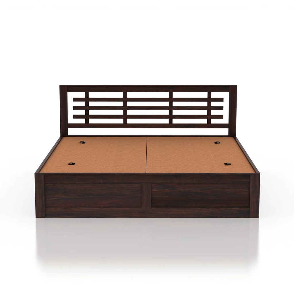 Lyon Solid Sheesham Wood Bed With Box Storage - 3 Years Warranty