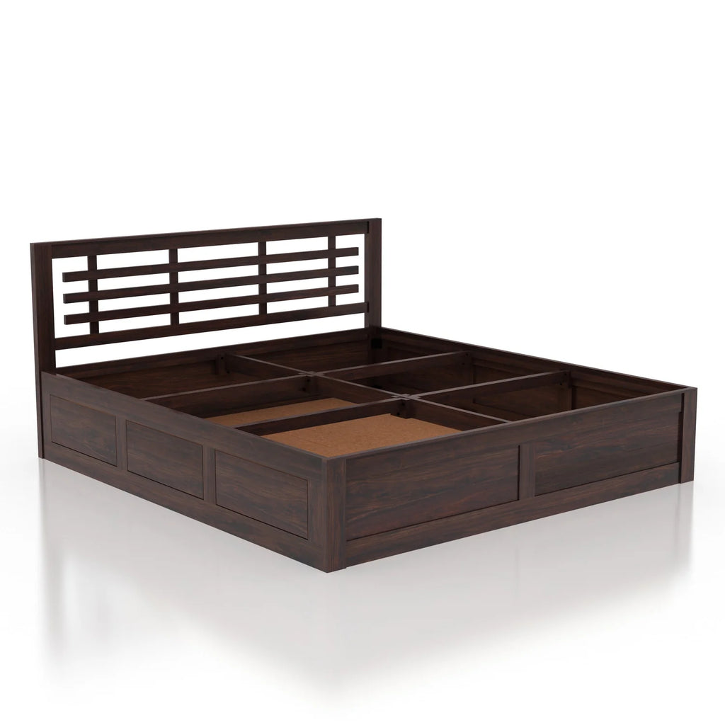 Lyon Solid Sheesham Wood Bed With Box Storage - 3 Years Warranty