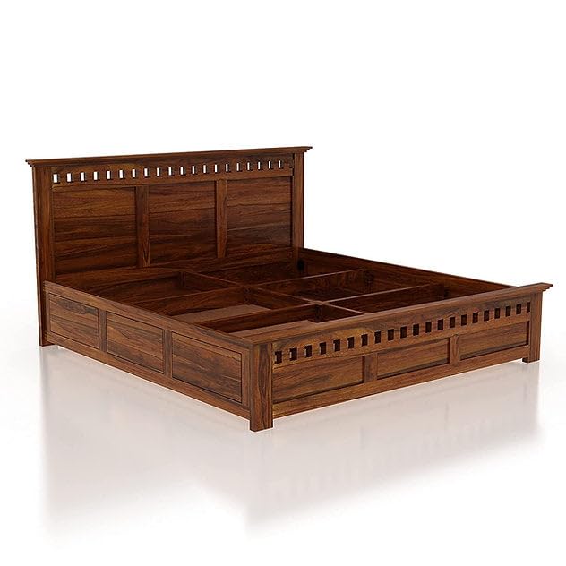 Wooden Bed with Storage | Double Bed Cot Bed with Box Storage for Bedroom & Hotel | Sheesham Wood
