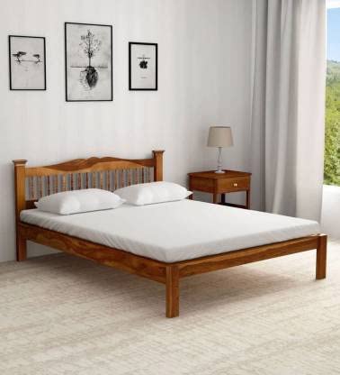 Wooden Bed Without Storage | Wooden Double Bed Cot Bed for Bedroom Furniture | Palang Double Bed for Hotels | Solid Sheesham Wood