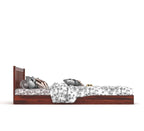 Wooden Low Height Bed Without Storage | Wooden Platform Double Bed | Space Saving Low Floor/Lying/Rise/Level/Profile Cot Bed for Bedroom | Basic Headboard
