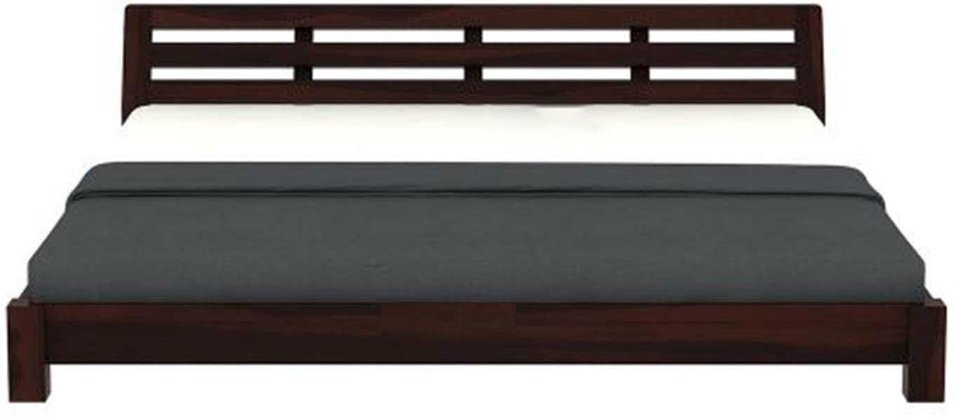 Solid Sheesham Wood Low Height Bed Without Storage | Wooden Double Bed | Low Floor/Lying/Rise/Level/Profile Cot Bed for Bedroom Furniture | Rosewood