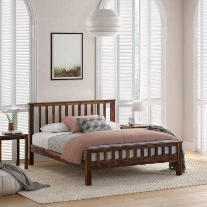 Wooden Bed Without Storage | Wooden Double Bed Cot Bed for Bedroom Furniture | Palang Double Bed for Hotels | Solid Sheesham Wood