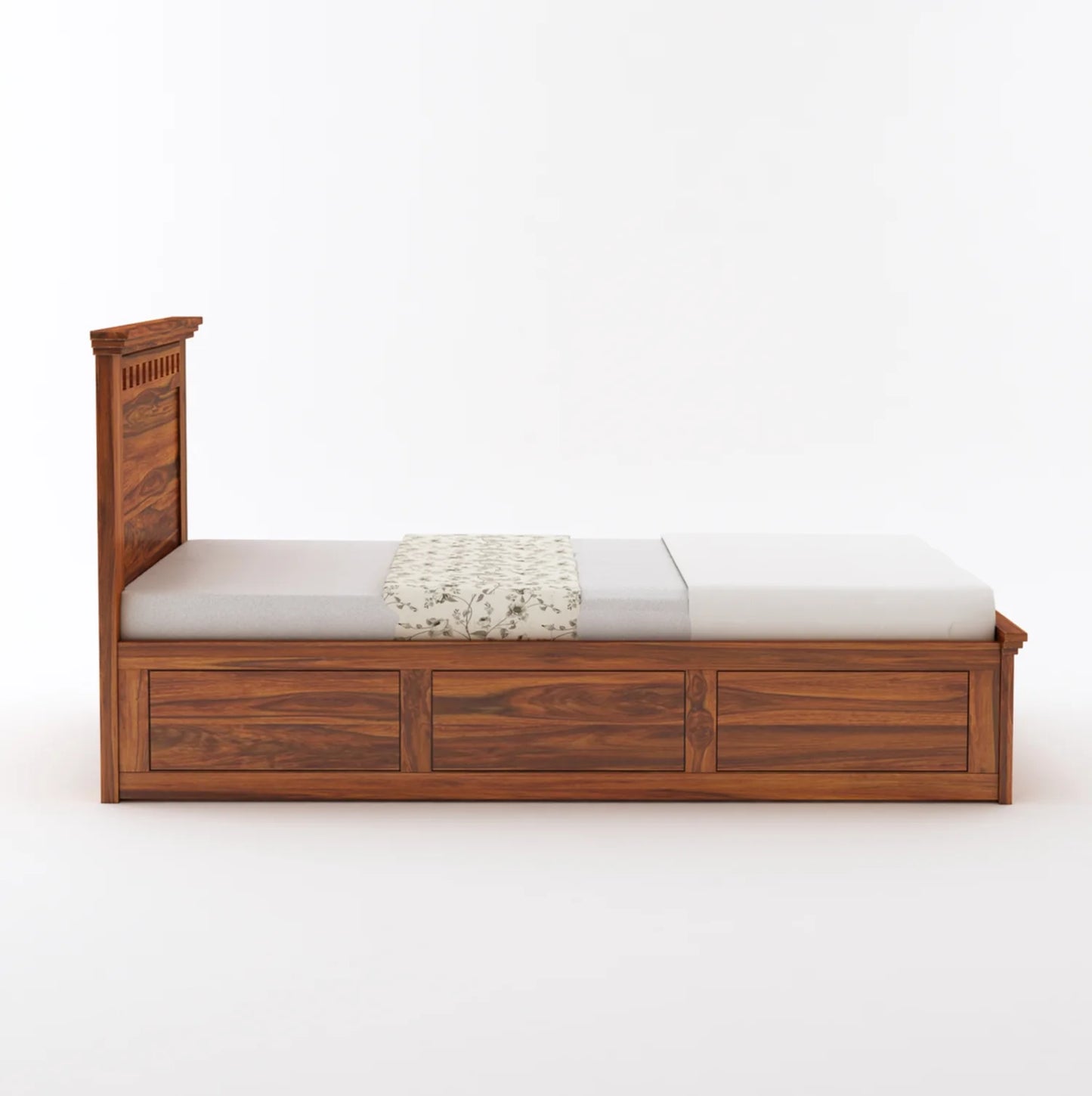 Savora Sheesham Single Size Bed With Box Storage - 3 Years Warranty