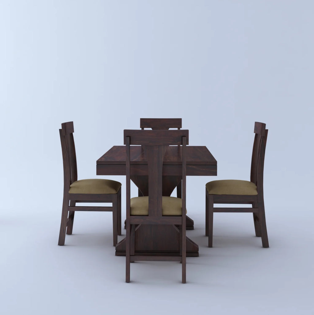 Aurelia Solid Sheesham Wood 4 Seater Dining Table Set - 3 Years Warranty