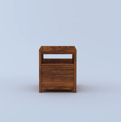 Kyron Sheesham Bedside Table With Two Drawer Storage -3 Years Warrantyx