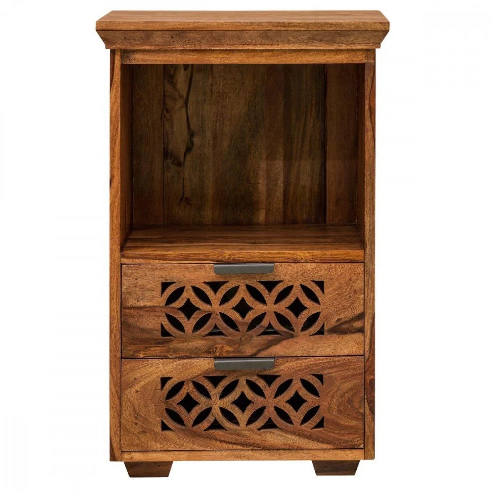Verlina Sheesham Bedside Table With Storage - 3 Years Warranty
