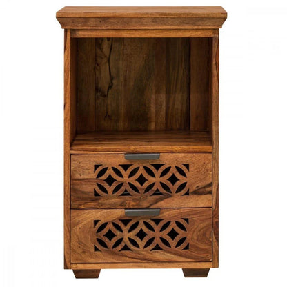 Verlina Sheesham Bedside Table With Storage - 3 Years Warranty