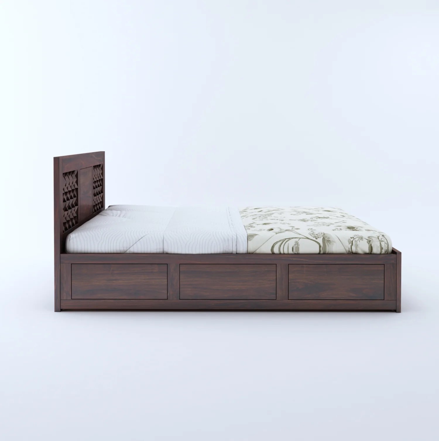Tavon Solid Sheesham Wood Full Box Storage Bed - 3 Years Warranty