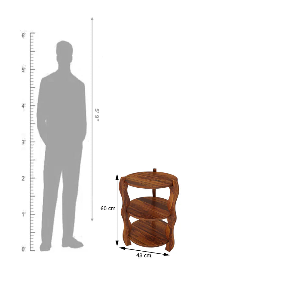 Zylin Solid Sheesham Wood Bedside Table - 3 Years Warranty