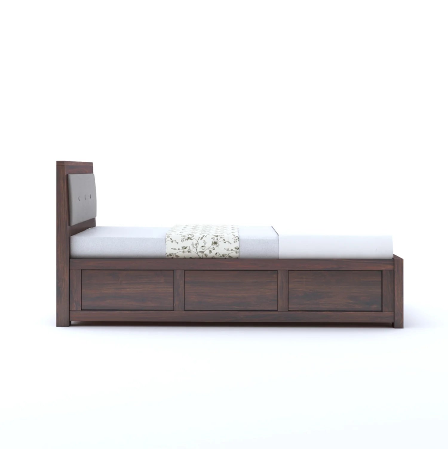 Narin Solid Sheesham Wood Single Bed With Box Storage - 3 Years Warranty