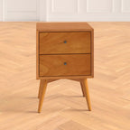 Celia Solid Sheesham Wood Bedside Table With Two Drawer Storage - 3 Years Warranty