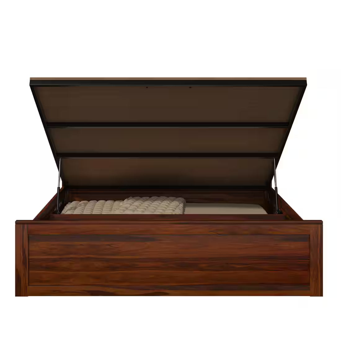 Rjart Sheesham Solid Wood Bed In Hydraulic Storage Bed In Honey Oak Finish