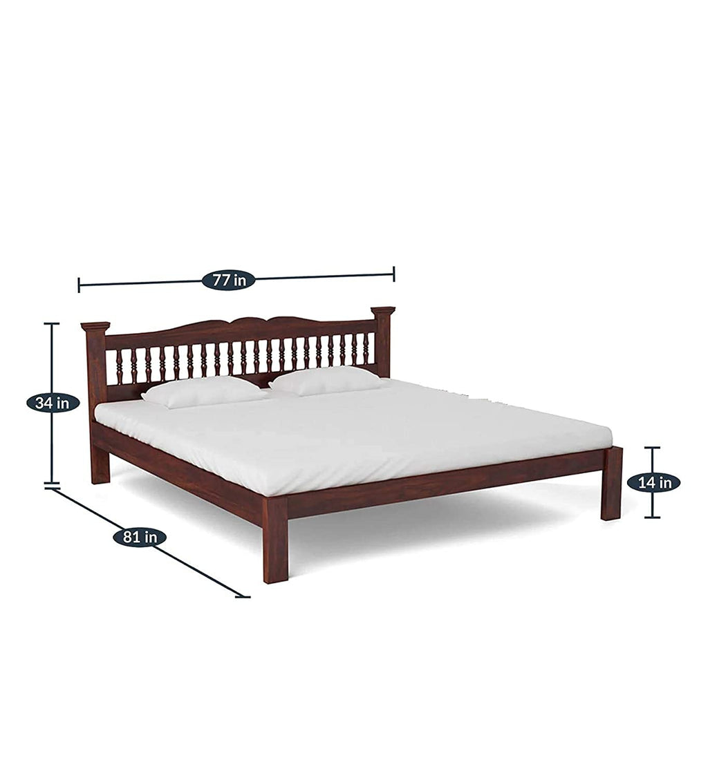 Wooden Bed Without Storage | Wooden Double Bed Cot Bed for Bedroom Furniture | Palang Double Bed for Hotels | Solid Sheesham Wood