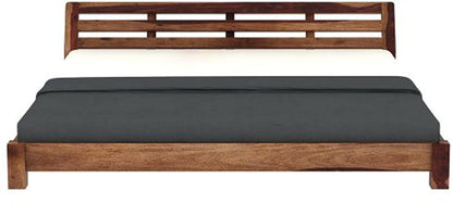Sheesham Low Height Bed Without Storage | Wood Double Bed | Low Floor/Lying/Rise/Level/ Profile Cot Bed For Bedroom Furniture | Rosewood
