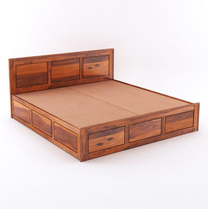Wood Storage Bed | Double Bed Cot Bed With Box Storage For Bedroom | Sheesham