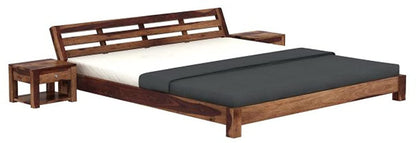 Sheesham Low Height Bed Without Storage | Wood Double Bed | Low Floor/Lying/Rise/Level/ Profile Cot Bed For Bedroom Furniture | Rosewood