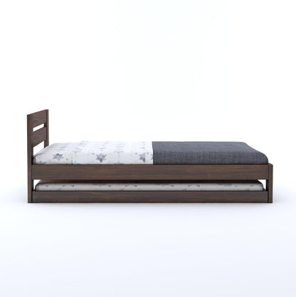 Wood Single Trundle Bed | Single Bed With 1 Extra Pullout Bed, Living Room | Sheesham