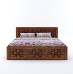Wooden Bed with Storage | Niwar Design Double Bed Cot Bed with Box Storage for Bedroom & Hotel | Sheesham Wood